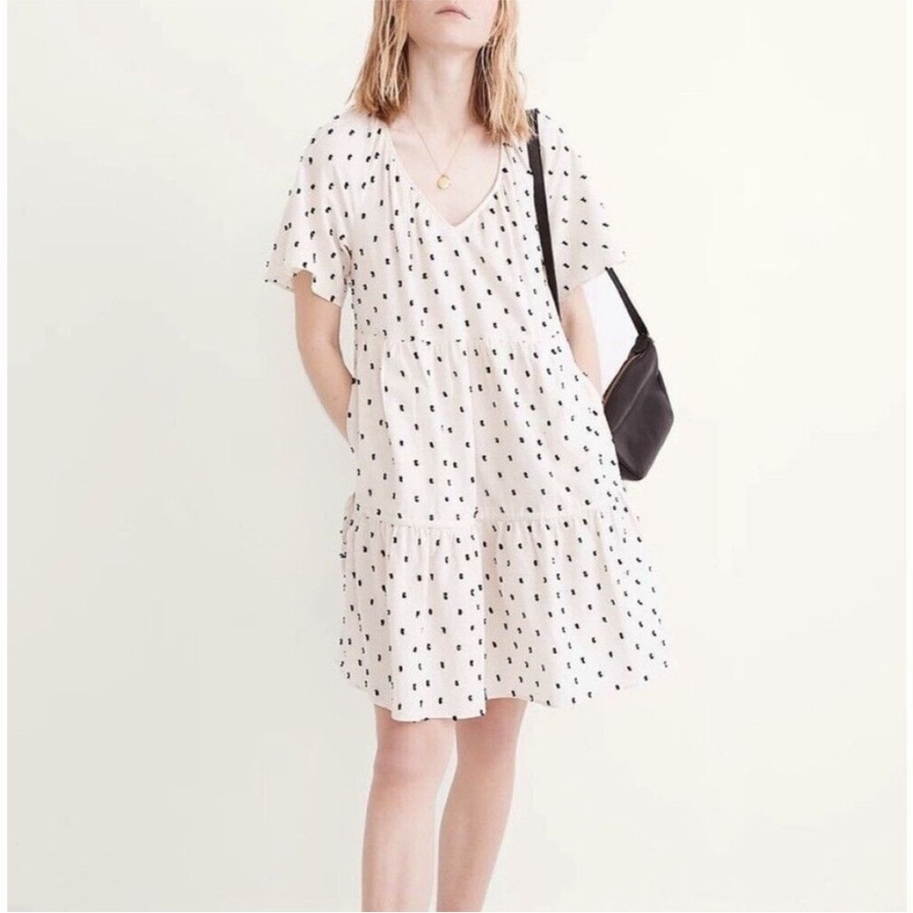 Madewell tiered polka dotted A-line dress